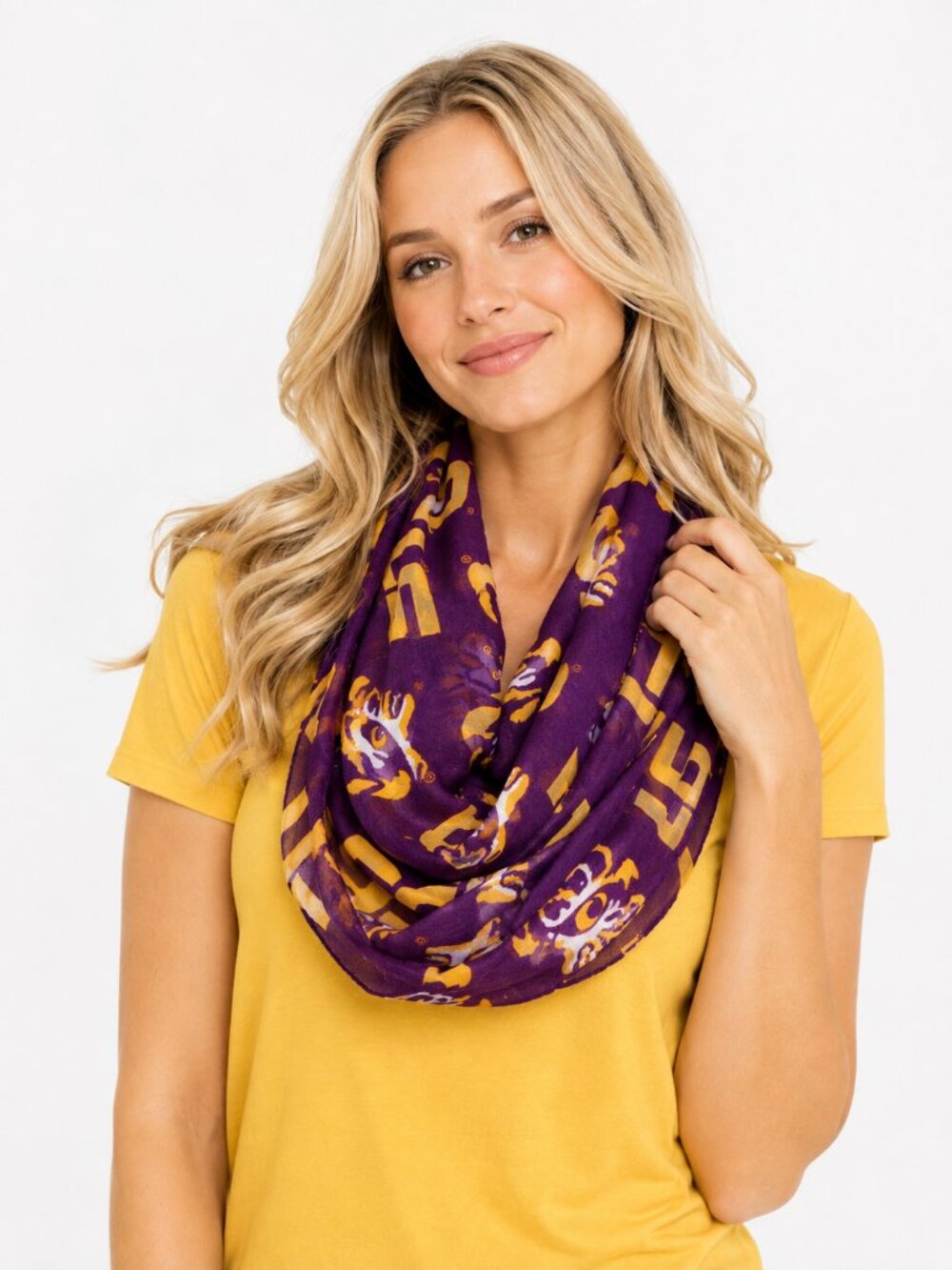 LSU Tigers Womens Scarf Infinity Purple Team Logo One Size Sheer Neck New